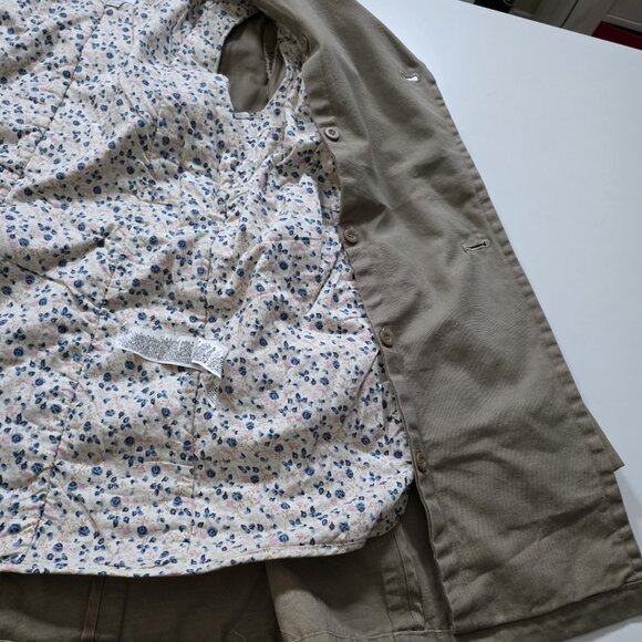 Zara Trench Coat Women M Beige Twill Pockets Belt Buttons Removable Liner Preppy - Picture 12 of 16